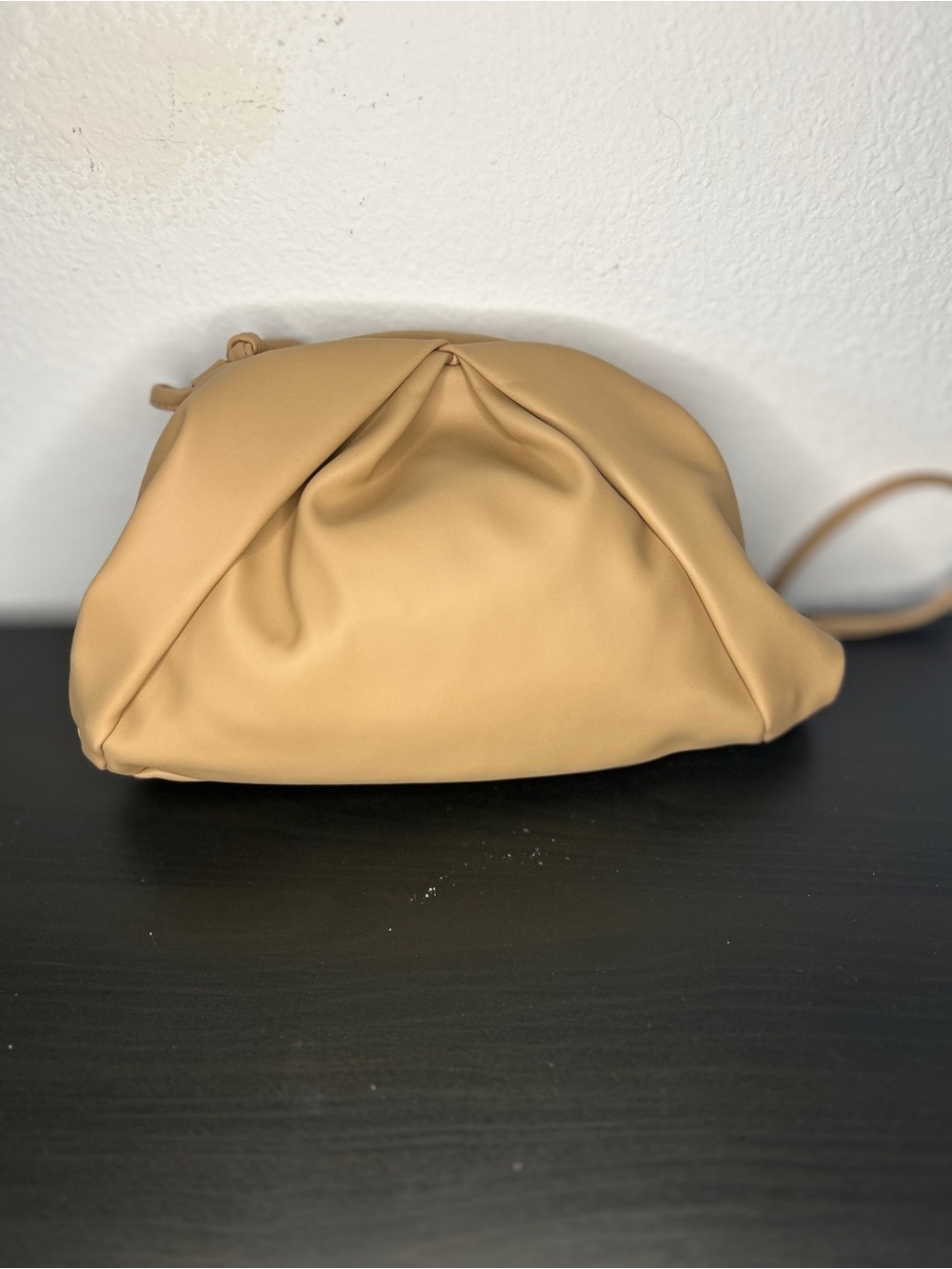 Women's Beige Crossbody Shoulder Bag - Soft Gathered Design - Picture 2 of 4
